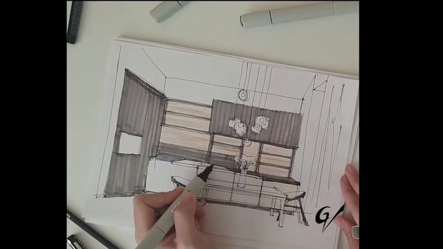 Быстрая зарисовка интерьера кухни смотреть онлайн