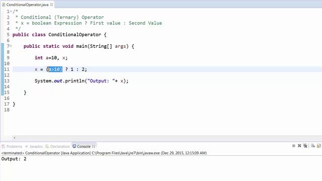 Java Tutorial - 12: Ternary Conditional Operator (? : ) смотреть онлайн