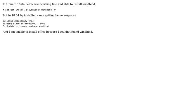 Ubuntu: E: Unable to locate package windbind Ubuntu 18.04 смотреть онлайн
