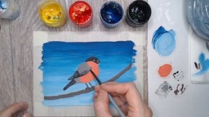 Как нарисовать снегиря гуашью