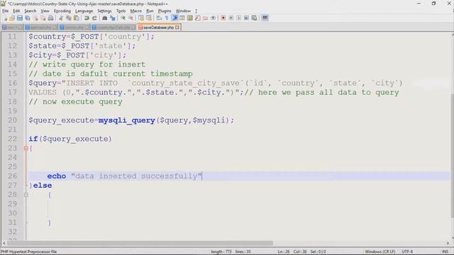 Example 9 - Part 2- Save Database Ajax country state city dropdown using php & mysqli (dynamic) смотреть онлайн