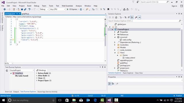 Learning ASP.NET x25 Configure Bower, Gulp & NPM package modules смотреть онлайн
