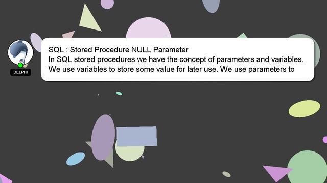 SQL : Stored Procedure NULL Parameter смотреть онлайн