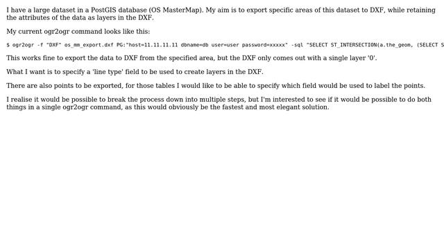GIS: Export to DXF from PostgreSQL using ogr2ogr смотреть онлайн