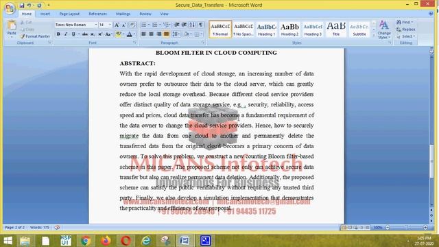Secure Data Transfer and Deletion from Counting Bloom Filter in Cloud-IEEE CSE PROJECT 2020-2021 смотреть онлайн