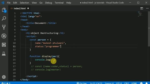 object destructuring in javascript | javascript tutorials in hindi смотреть онлайн