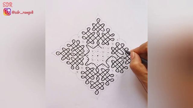 17 - 1 Straight Dots || Latest Beautiful Sikku Kolam || Chikku, Kambi Kolam || SDR Rangoli смотреть онлайн