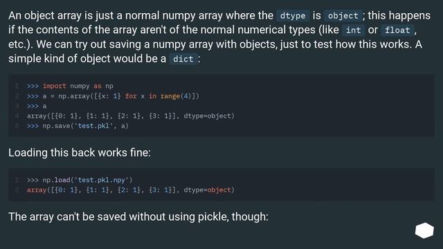 NumPy: consequences of using 'np.save()' with 'allow_pickle=False' смотреть онлайн