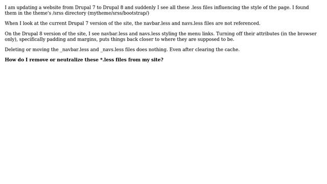 Drupal: Updating 7 to 8, how to remove .less / scss files смотреть онлайн