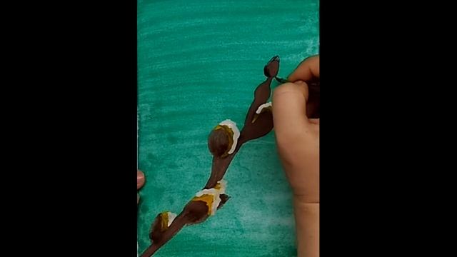 Как нарисовать ветку и почки / открытка на 8 марта, верба. Просто и красиво смотреть онлайн