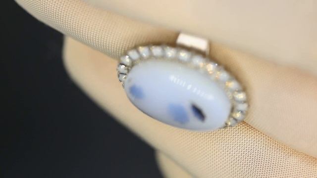 Кольцо FROZEN POND матовый родий с моховым агатом и кристаллами Сваровски - Tezora Bijoux смотреть онлайн