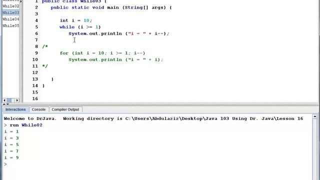 Java Level 1 Using Dr Java Lesson 16 while Statement смотреть онлайн