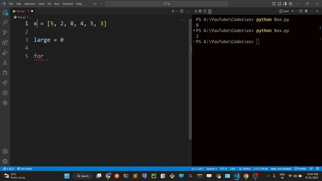 44. Find the largest number in the list in Python ( 8. Exercise ) | Complete Python Tutorial 2023 смотреть онлайн