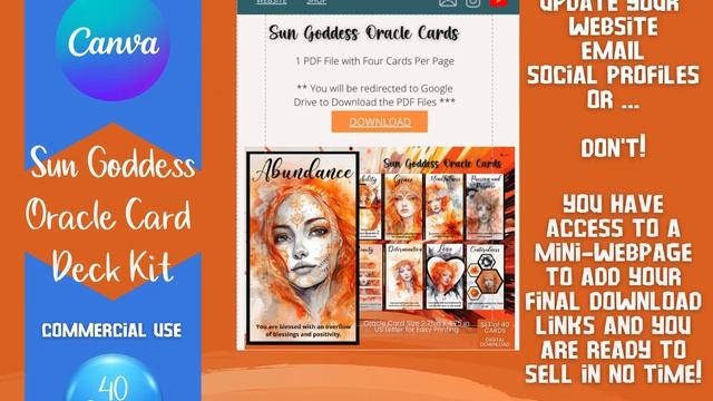 Canva Template, Canva PLR Card, Oracle CARD Deck Kit, 40 Tarot Sized Card, Etsy Template, Orange смотреть онлайн