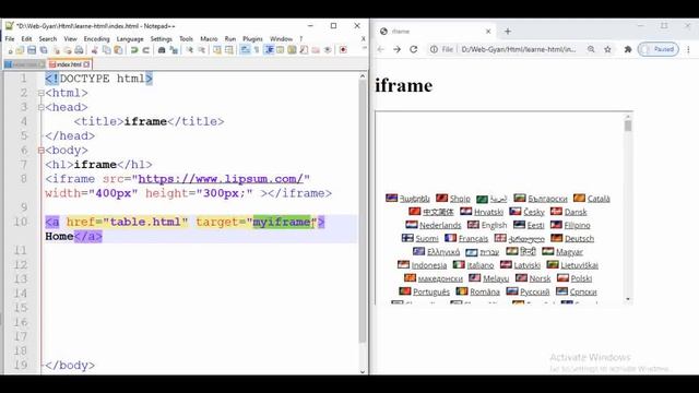 HTML iframe tag || iframe tag with name attributes смотреть онлайн