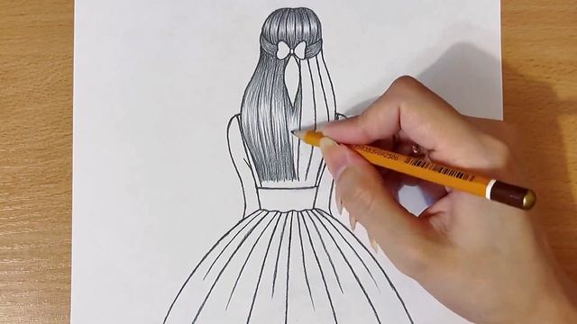 Как Нарисовать Девушку В Красивом Платье Очень Легко | Рисунок Девушки Со Спины Карандашом смотреть онлайн