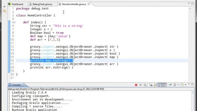 Debugging in Groovy/Grails With The Object Browser смотреть онлайн