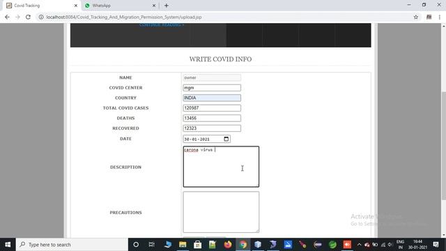 Covid Tracking and Migration Permission || JAVA смотреть онлайн