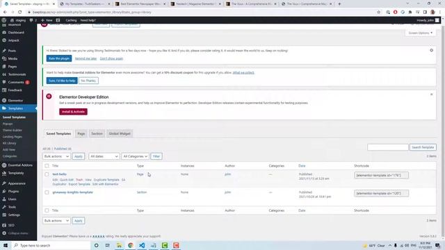 import and export template files in Elementor (beginners tutorial) смотреть онлайн