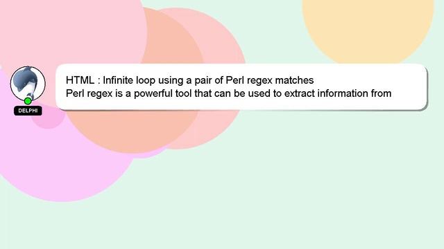 HTML : Infinite loop using a pair of Perl regex matches смотреть онлайн