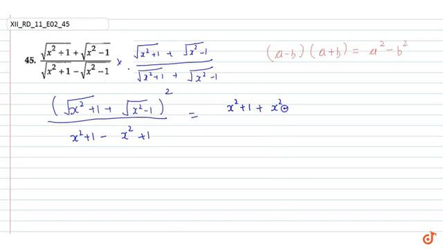 Differentiate the following function `(sqrt(x^2+1)+sqrt(x^2-1))/(sqrt(x^2+1)-sqrt(x^2-1)` смотреть онлайн