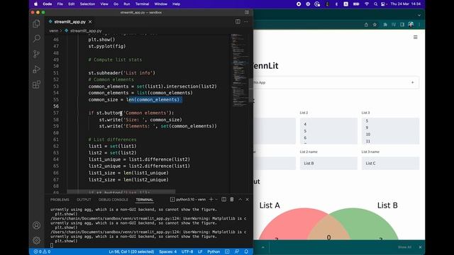 How to build VennLit App for comparing lists in Python using Streamlit смотреть онлайн