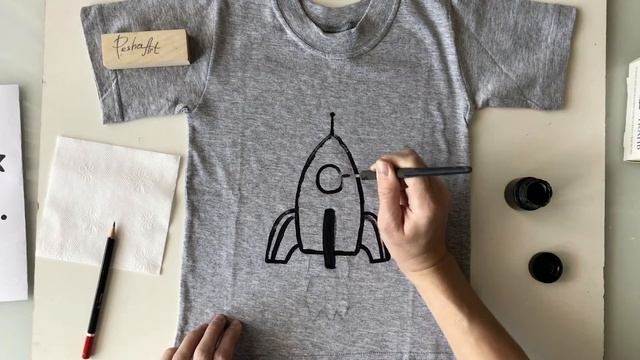 Рисуем на футболке красками по ткани/ рисунок «Ракета» смотреть онлайн