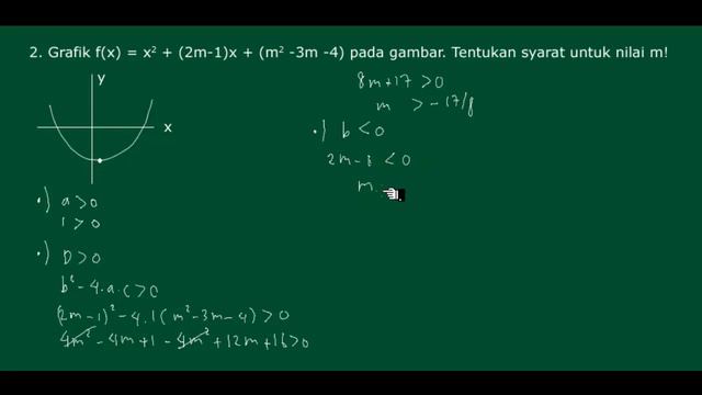 🔴[FUNGSI KUADRAT]🔴 Grafik f(x) = x² + (2m - 1 )x + (m² - 3 m x - 4 pada gambar. Tentukan syarat un смотреть онлайн
