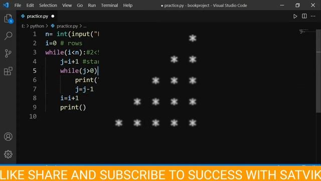 RIGHT TRIANGLE STAR PATTERN USING WHILE LOOP. Python Programming Part 20 смотреть онлайн