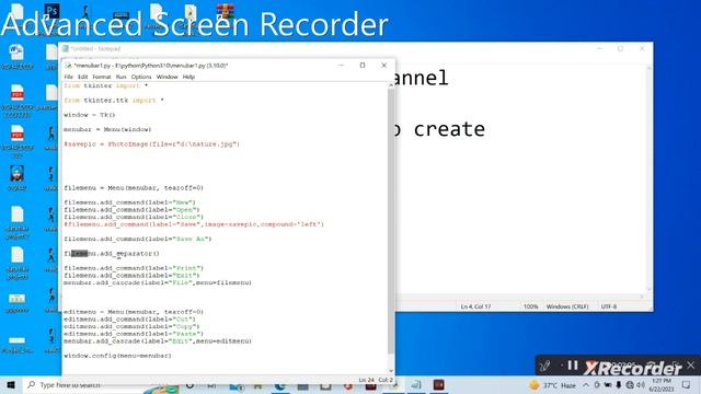 How To Create Menu Bar In Python ||Menu Bar Kese Banye Python M смотреть онлайн