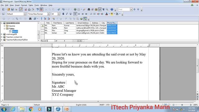 Mail Merge | Apache openoffice Writer | NSQF IT/ITeS | Level-4 смотреть онлайн