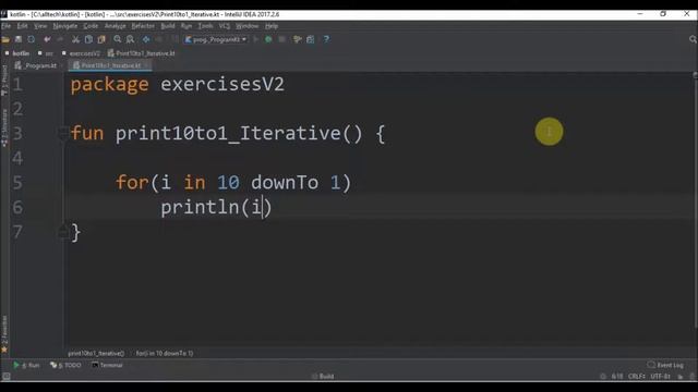 print 10 to 1 iterative in kotlin смотреть онлайн