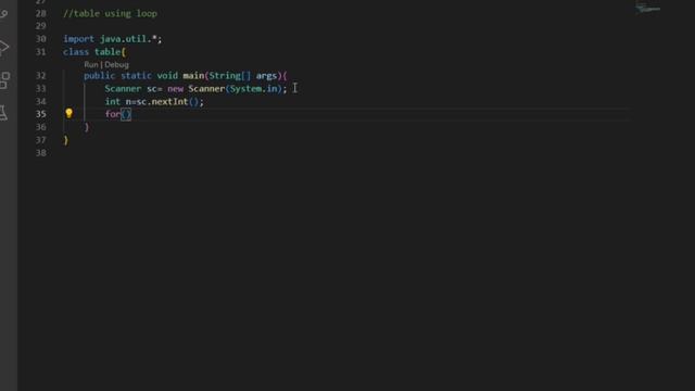 Table Using For loop in Java смотреть онлайн