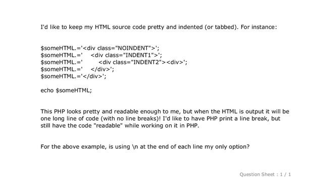 HTML : Options to maintain line breaks in PHP HTML source code? смотреть онлайн