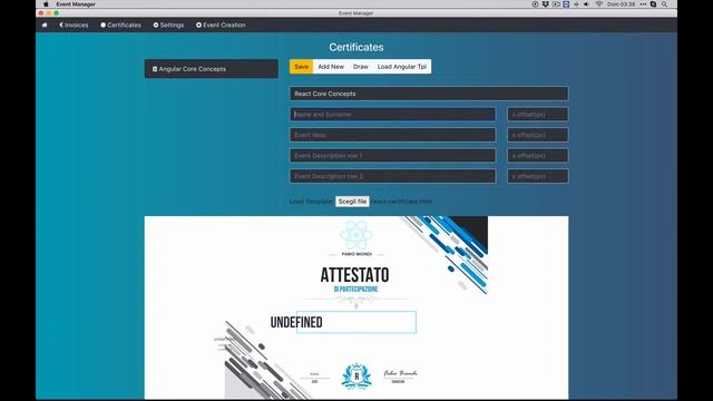 Event Manager - Settings and Certificate Editor - Angular 5 / Electron - MVP v 0.1.0 смотреть онлайн