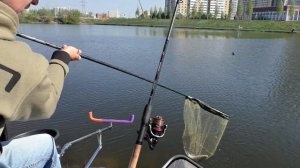 Рыбалка на пикер (фидер) в слом погоды / Ловля карася, но плотва перебивает.