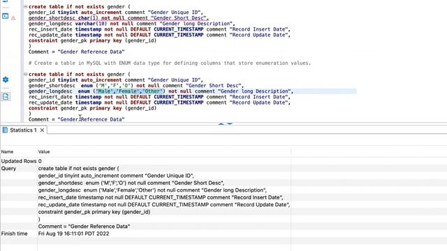 How to add ENUM datatype to store enumeration values in MySQL create table statement For SQL Dev смотреть онлайн