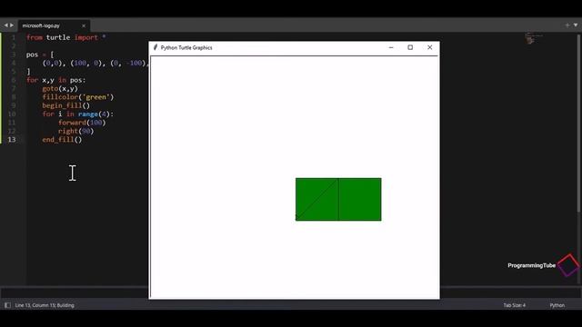 Draw Microsoft Logo using Python Turtle | Step by Step Tutorial | Python Tutorial #python смотреть онлайн