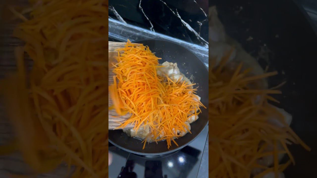 Фунчоза с курицей и грибами #рецепты #еда