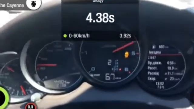Замеры Porsche Cayenne 3.0d Stock разгон 0-100 км/ч смотреть онлайн