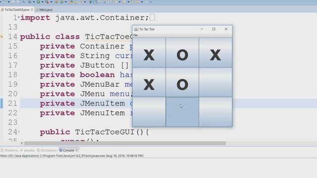 Tic Tac Toe GUI Project Overview (Java Swing) смотреть онлайн