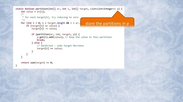 Partition to K Equal Sum Subsets - source code & running time recurrence relation смотреть онлайн
