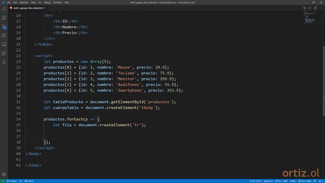 JavaScript - Ejercicio 441: Crear Filas de Forma Dinámica para un Elemento table смотреть онлайн