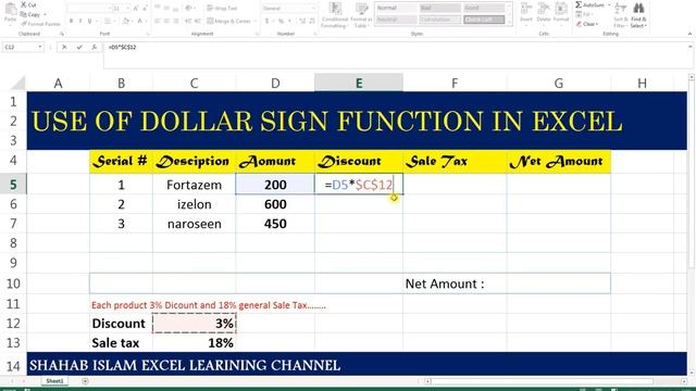 BASIC EXCEL SHEET # 11 USE OF DOLLAR SIGN смотреть онлайн