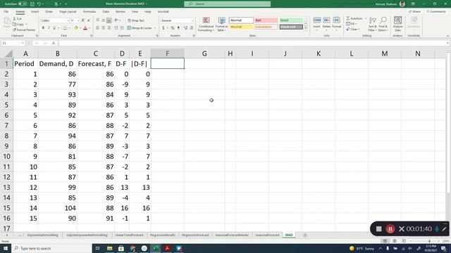 Forecast Effectiveness and Comparison by Mean Absolute Deviation MAD in MS Excel смотреть онлайн