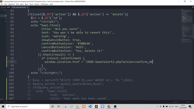 สอนเขียน Delete Sweetalert2 + PHP | By devgenproject смотреть онлайн