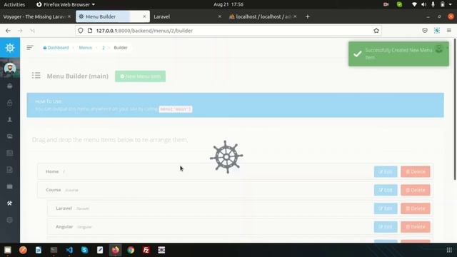 Laravel Admin Panel #4 Menu Manager | Voyager Admin Panel | Laravel Tutorial смотреть онлайн