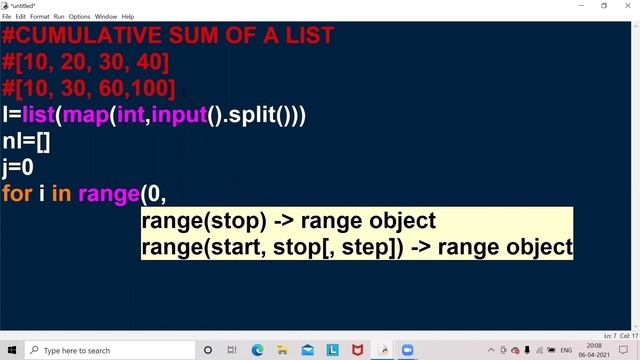 Cumulative sum of a list || think & code смотреть онлайн