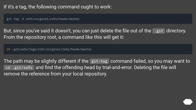 How to delete the git reference `refs/original/refs/heads/master`? смотреть онлайн