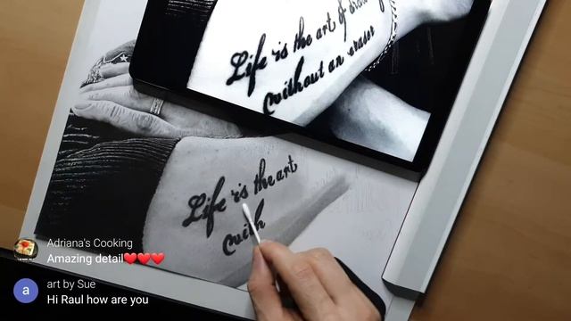 How to draw half arm sleeve skin and text tattoo using only one pencil...✍ смотреть онлайн